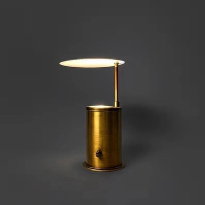 Mid Century Table Lamp - Antique Brass Sculptural Accent Light Halloween Gift