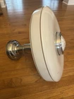 Vintage 1950s Chrome Ceiling Light Fixture Milk Glass Flush Mount Lamp