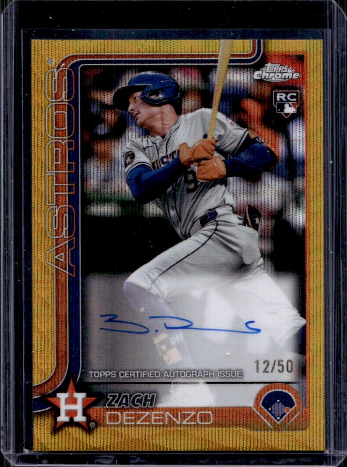 2025 Topps Chrome Zach Dezenzo Rookie Auto RC Gold Wave Refractor #12/50 Astros