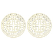 2Pcs Crochet Basket Base, 5.5" Round Wooden Basket Bottoms, Wood Color Cross 