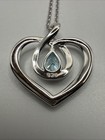 VTG 925 Sterling Silver Aquamarine & CZ Heart Pendant ADJ. Necklace. 4.2 Grams. — photo 10