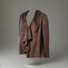 Eivissa Women’s Chocolate Faux Fur Velour Car Coat Size 1X