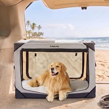 Lesure Portable Soft Collapsible XL Dog Crate, 42in Light Grey