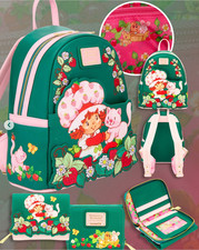 EXCLUSIVA Mochila Cartera Loungefly Fresa Pastel Corto Bordada Natillas Nueva con Etiquetas