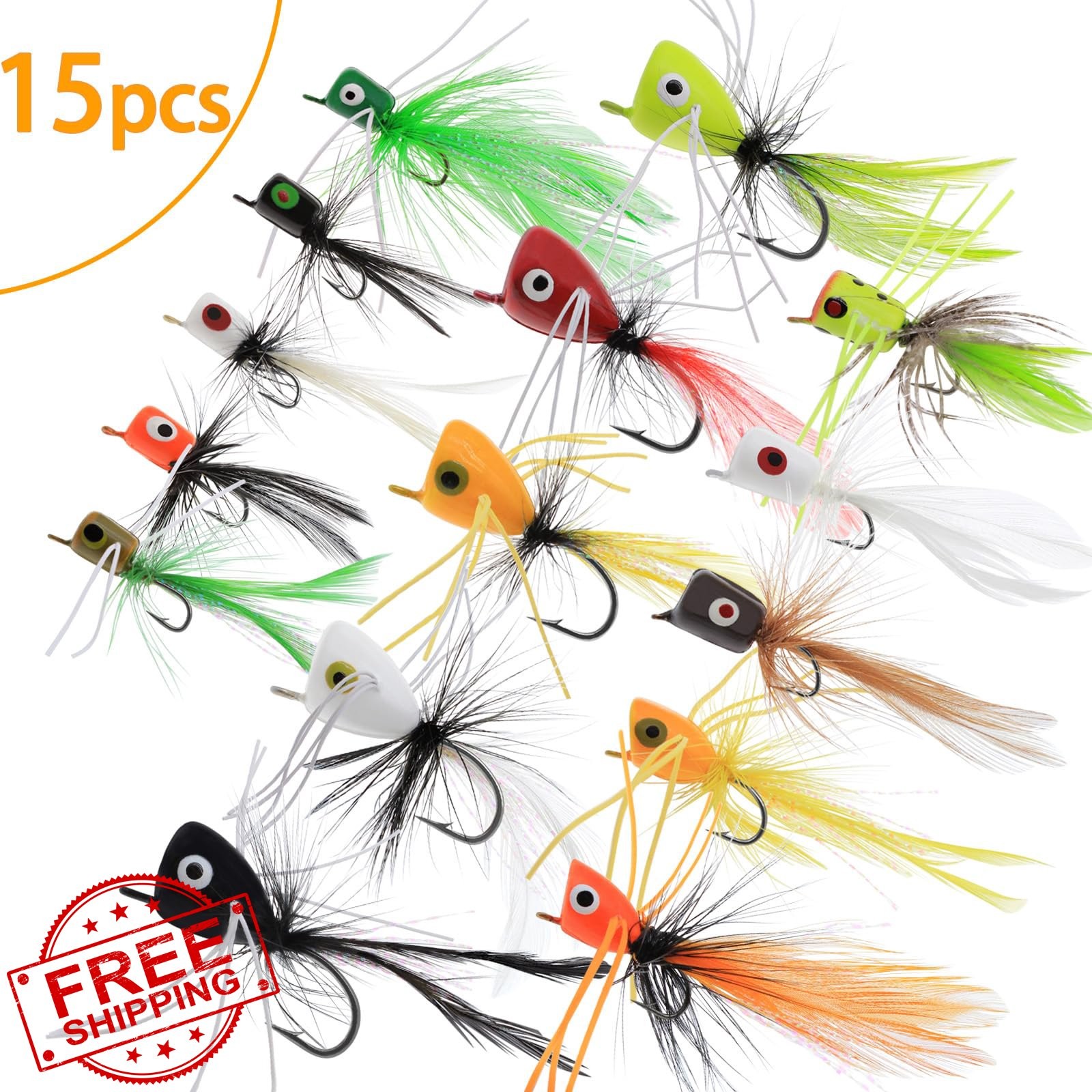 Ghanneey Fly Fishing Poppers Topwater Lures Bass Trout Kit - Image 3