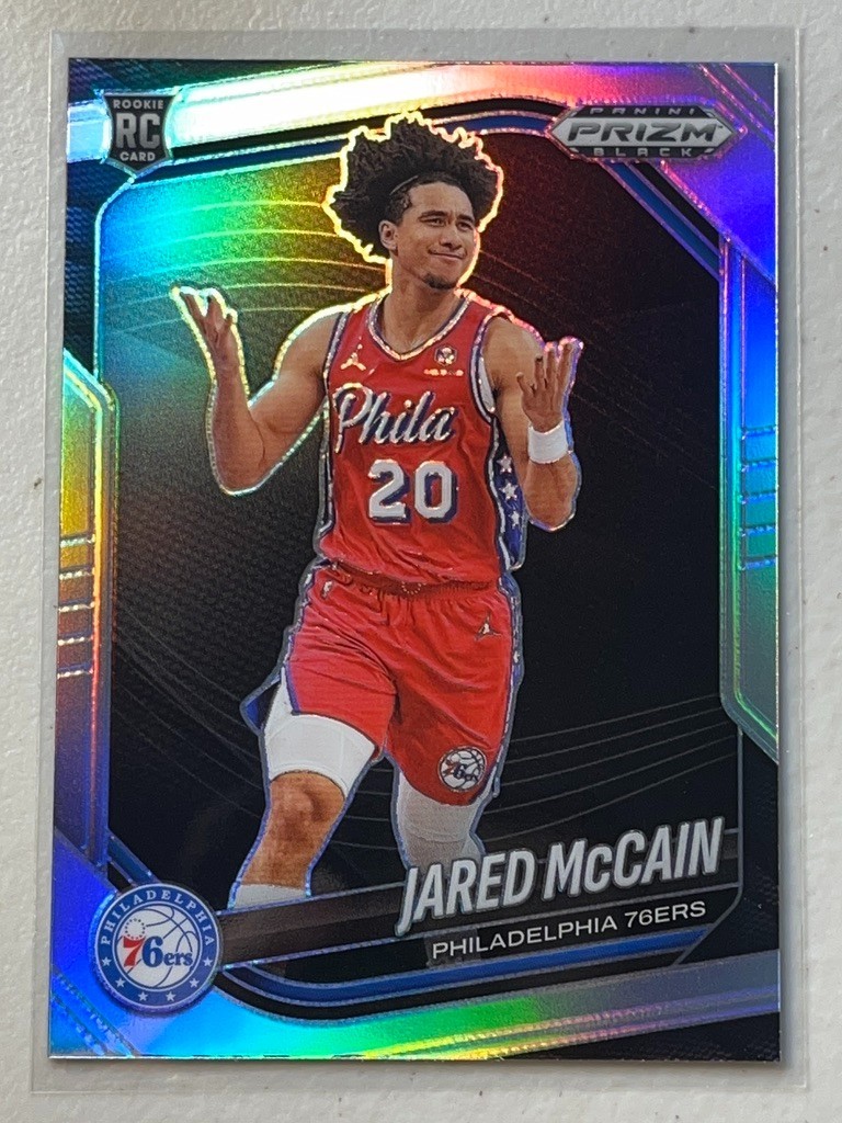 Jared McCain 2024-25 Panini Prizm Black Silver Prizms Rookie RC #80 76ers