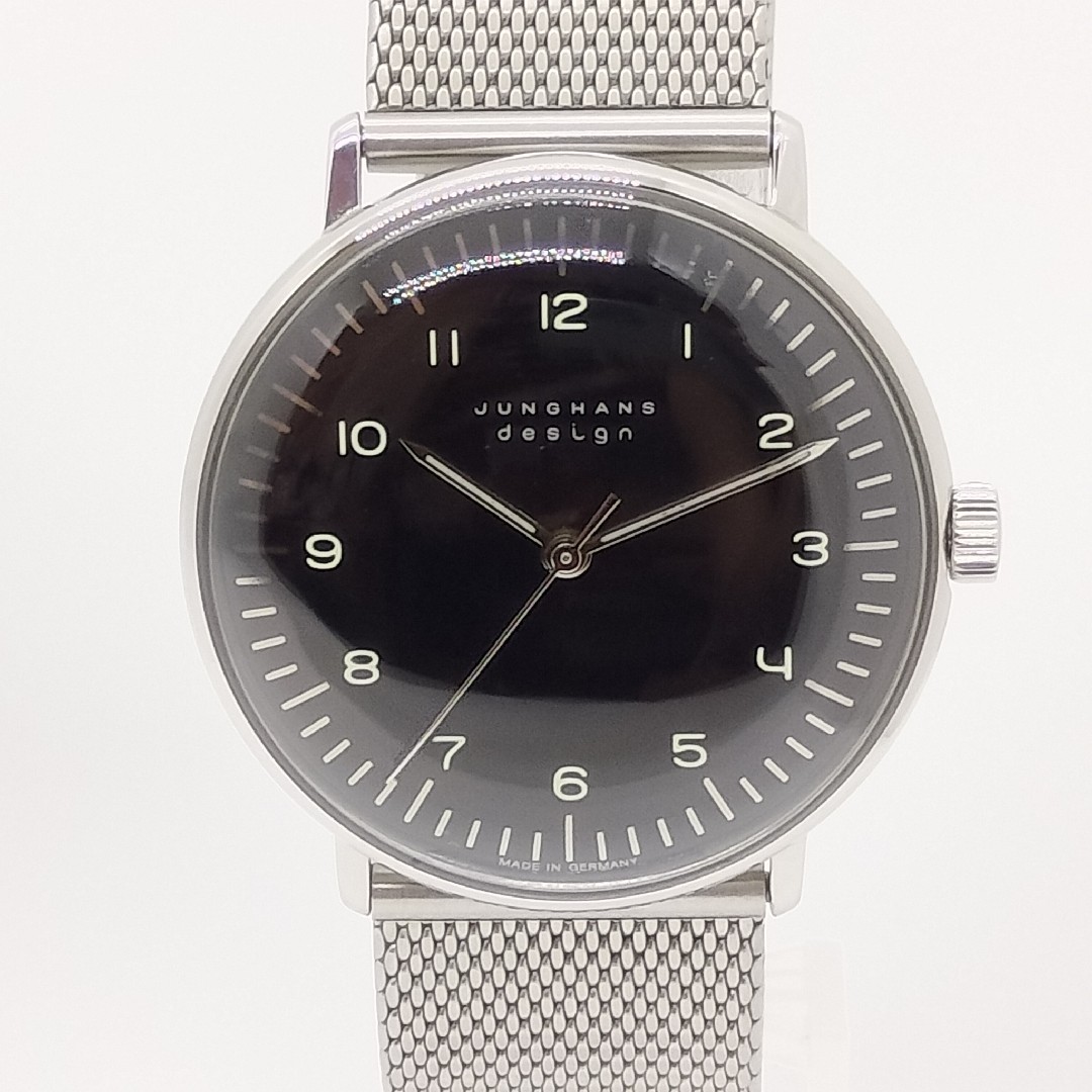 Junghans Max Bill Hand Winding Watch 027 3702 00M 34mm Black Dial