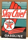 Vintage original 1947 TEXACO SKY CHIEF GASOLINE porcelain gas pump SIGN  3-10-47