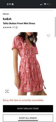 Ba&sh Rare Talita Dress Floral Sexy Summer Mini Dress Button Dress Nwt Size 0