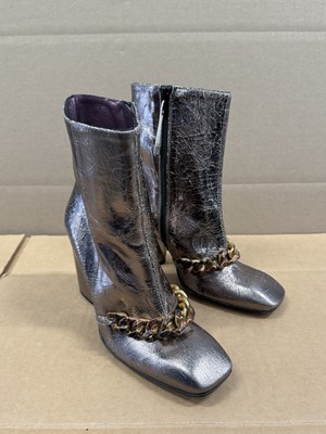RAS Metallic Rose Gold Women s Remi Chain Link Ankle Boots Size 38 Made Is Spain