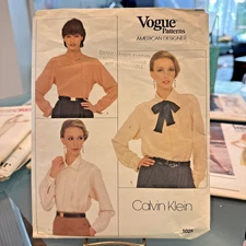 FREE SHIP! 1025 Vogue Patterns American Designer Calvin Klein Sz 6-8-10 Blouse