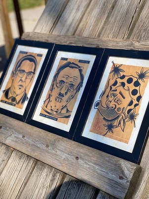 Original Drawings  Three Characters  Indian Ink on arches paper 22.5x31.5 cm