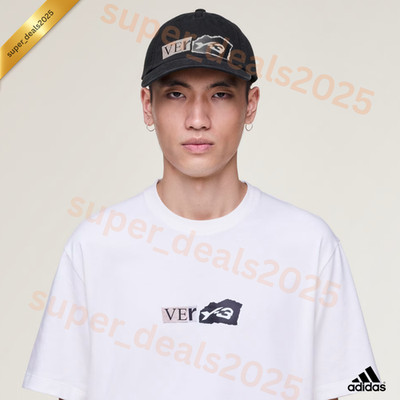 Adidas Y3 Graphic Dad Cap Black Stone Washed Cotton Adjustable 5 Panel Hat