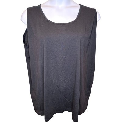 Ulla Popken Women Black Cotton Relaxed Fit Tank Top Sz 24/26 Minimalist Layering