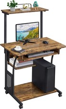 3 Tier Computer Desk with Printer Shelf and Keyboard Tray, Home Office Desk Comp