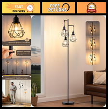 Dimmable 70" Farmhouse Floor Lamp - Industrial Tall Standing Light, 3 Edison Bul