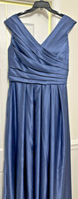 A-line satin pocket mother of the bride gown-size 18W- Slate Blue