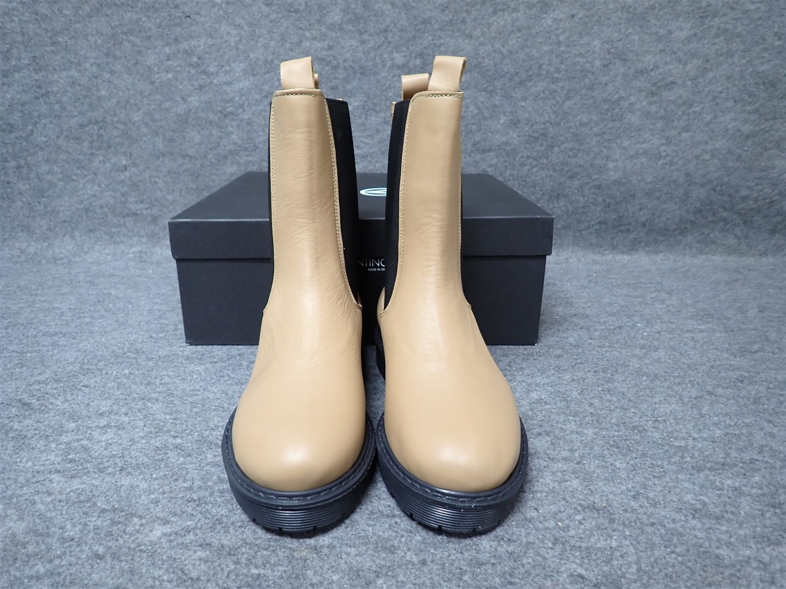 NEW Valentino Stacey Monogram Leather Boots Nocciola Women's Size 7 (SS58)