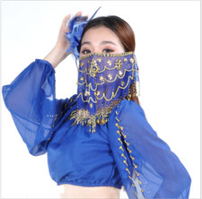 New Shinning Sequins Face Veil handmade 8 color Belly Dance Costumes