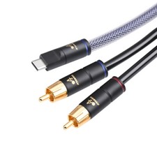 USB C to 2 RCA Audio Cable Adapter Type-C to RCA Jack Audio Cord with TV Speaker