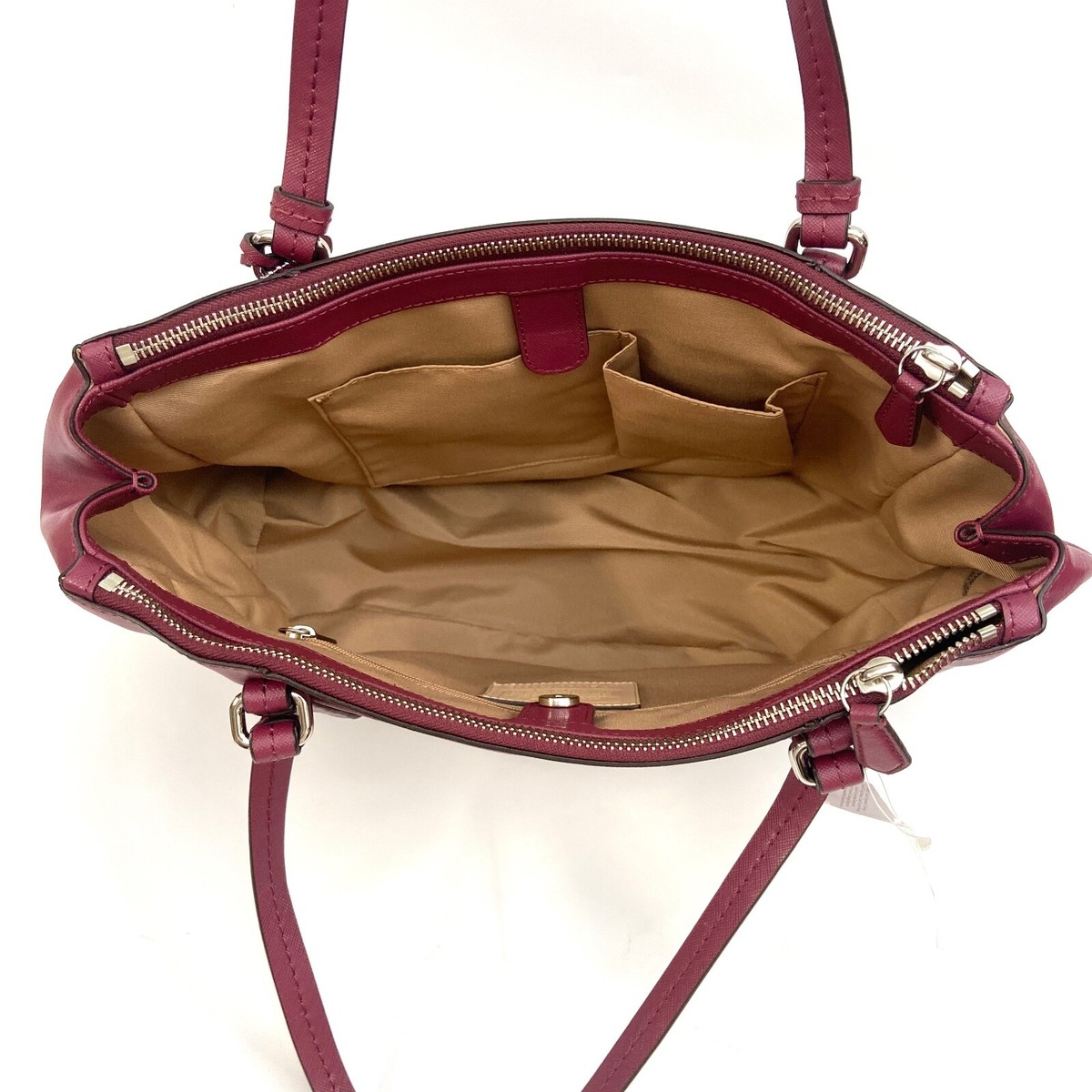 COACH PEYTON LEATHER JORDAN DOUBLE ZIP CARRYALL F25669 Merlot | eBay