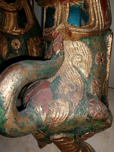 Ancient Temple Thai Guardian Foo Dog Statues frm abandned Temple found in 1920's - Picture 4 of 12