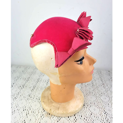 Vintage 1930s Flapper Pink Velvet Bows Fascinator Cocktail  display picture 1