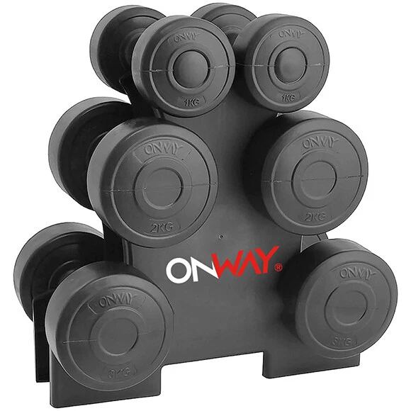ONW+FIGURATIVE+Y Black Deal: OnWay Fitness Hantel Training Set mit Hantelständer OW1108S