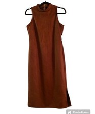 International Concepts Womens Faux Suede Midi Dress 2 Brown Sleeveless NWT