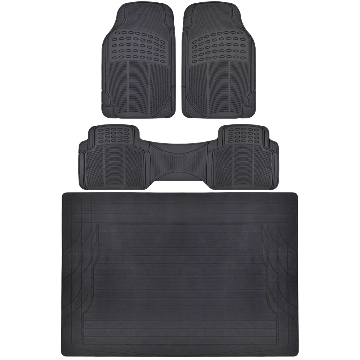 BDK Universal Fit 4-Piece Metallic Design Car Floor Mat - Heavy Duty  Protection Full Set 