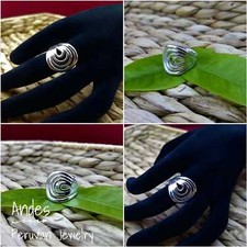 Handmade peruvian ring 950 silver w/ concentric infinite shell design Sz 7-8
