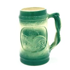 Vintage 1950s Budweiser Green Beer Mug King Of Beers 6 1/8 Inch Read