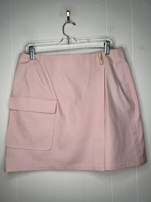 ETCETERA Wrap Mid Rise Skirt Women's Size 12 Pink Toggle Cargo Pocket NWT