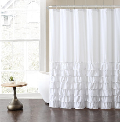 - Fabric Shower Curtain, Ruffled Bathroom Essentials, Chic Home Decor, 72'' (Mela
