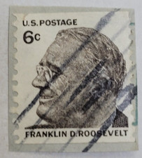 U.S. Postage ~ Franklin D. Roosevelt ~ 6¢ B&W Stamp ~ Cancelled ~ c.1966 ~ 15