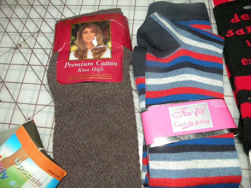 8 NWT SOCKS 9-11 2 KNEE DOG SANTA HALLOWEEN STRIPE BROWN BLUE - Image 2 of 4