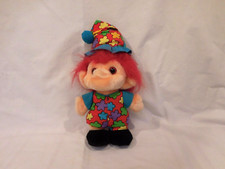 Troll Plush with Hat Colorful Outfit original Trolio 10" Plush Troll 1990's