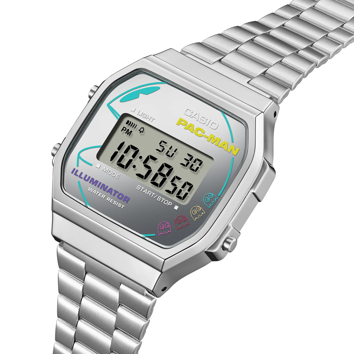 Casio Digital Vintage x PAC-MAN Model Stainless Steel Band Watch