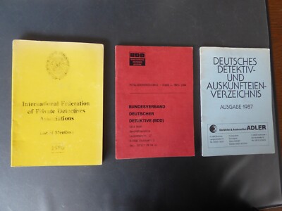 Detektiv Detekteien Verzeichnisse BDD   DDV   IKD 80er Jahre (Bü)