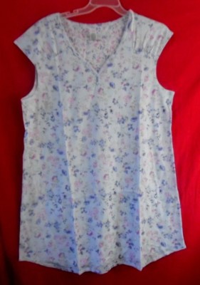 KAREN NEUBURGER ENCORE BLUE PINK FLORAL NIGHTGOWN SHORT SLEEVE 3X