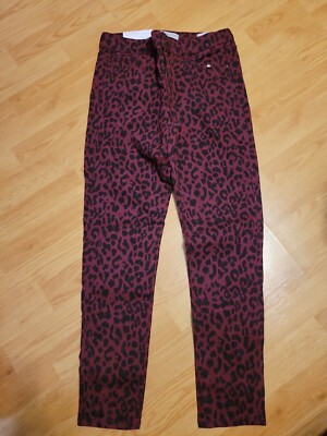 Social Standard Ankle Skinny Jeans Juniors Size 4 Maroon Leopard