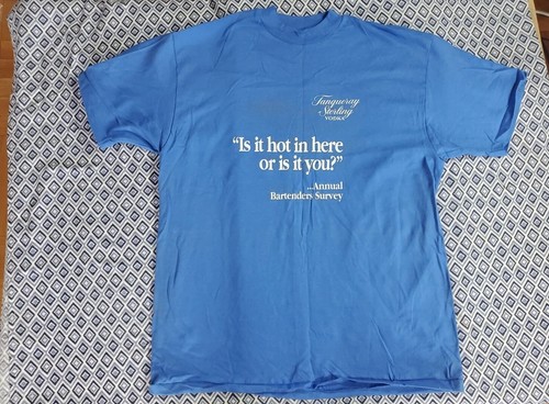Vintage Tanqueray Sterling Vodka T-Shirt Size Large, Blue Single Stich - Picture 2 of 15