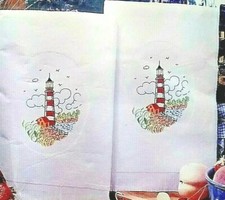 TOBIN Accent Towels LOT of 2 Vintage Stamped For Embroidery  212715 16 x 25 In.