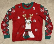 Ugly Llama Christmas Sweater By 33 Degrees Sequins Bell Scarf Size L