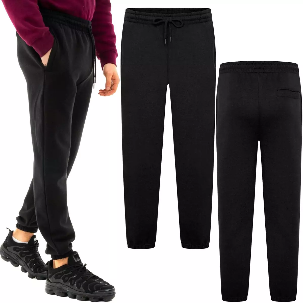 Mens black sale joggers with zips