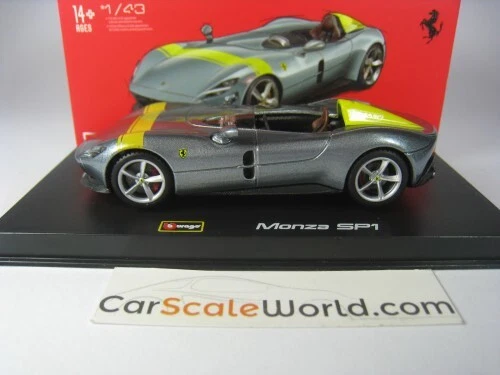 FERRARI MONZA SP1 1/43 BBURAGO SIGNATURE (SILVER/YELLOW) - Imagen 2 de 3