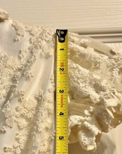 Beautiful handmade girl's dress with lace, Color Beige red & white flowers, Sz.6 - Picture 9 of 20