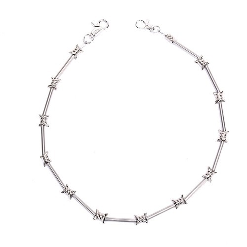 29" Heavy Metal Barbed Wire Silver Wallet Chain Punk Pants Chain Hip Hop Jewe QU - Imagen 11 de 12