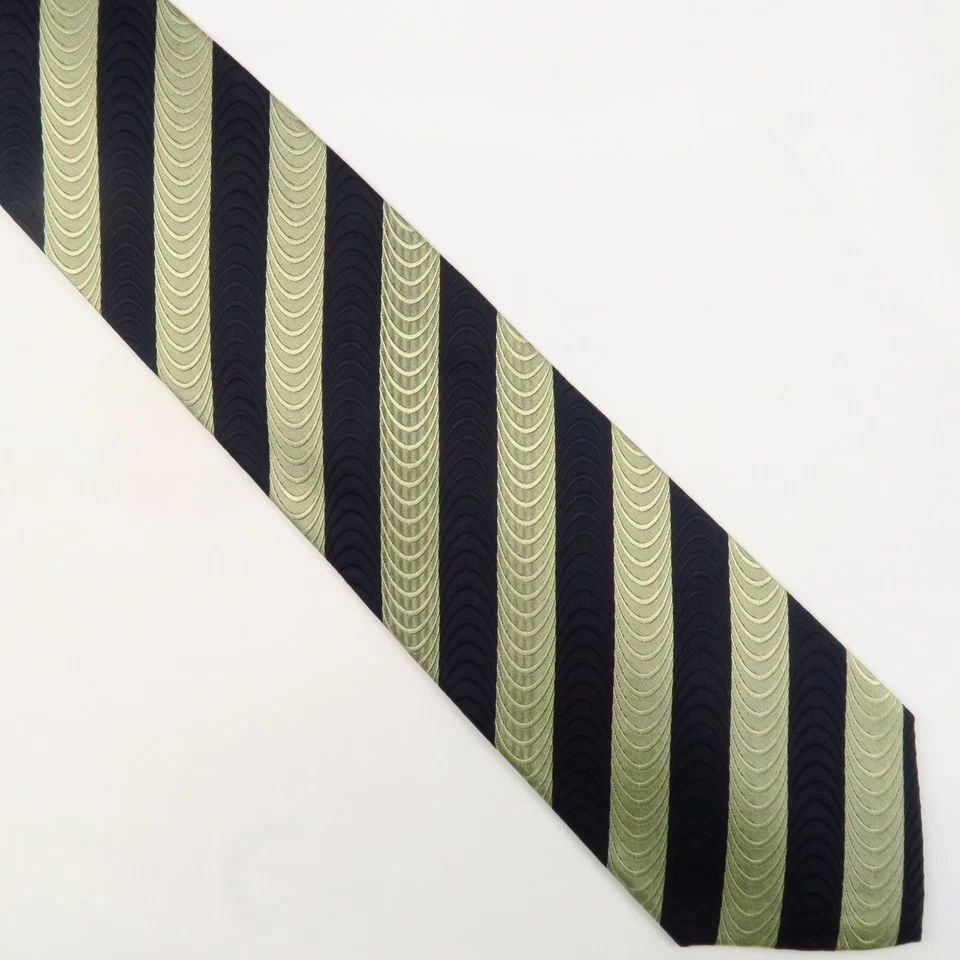 Bergamo Nueva York Negro Dorado Rayas Diagonales Vieira Tejido Hecho a Mano 59"x4" Foto 2 de 4