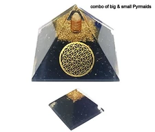 Tourmaline pyramid combo 75mm & 25mm flower of life orgone infinity metal copper